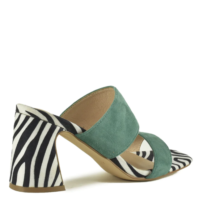 Instapper Turquoise Zebra Leren voetbed