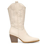 Cowboystiefel Beige Lederoptik Nähte