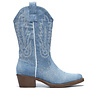 Cowboystiefel Blaues Veloursleder mit weißen Nähten