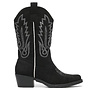 Cowboystiefel Schwarzes Veloursleder mit weißen Nähten