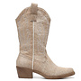 Cowboystiefel Khaki Veloursleder mit weißen Nähten