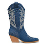 Cowboystiefel Jeans Dunkelblau Nähte Beige