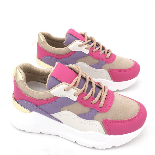 Dad Sneakers Fuchsia Beige