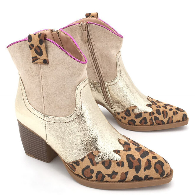 Cowboylaarzen Goud Metallic Leopard Kort