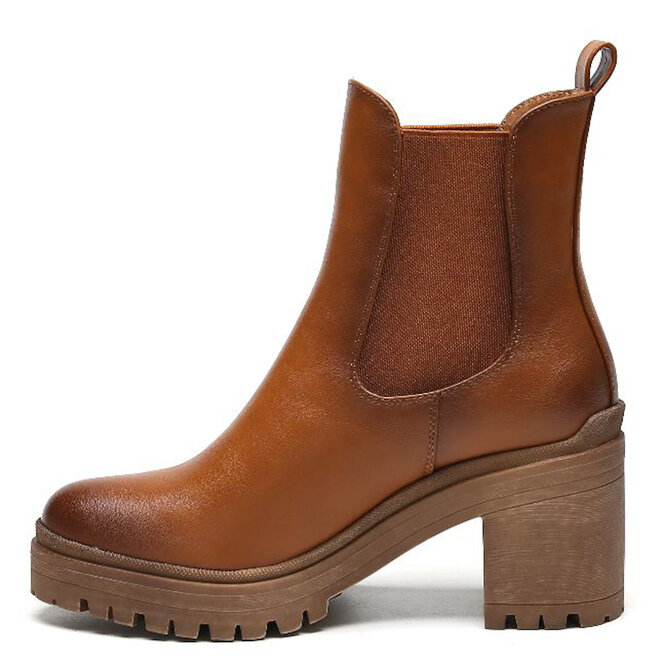 Chelsea boots met hak Camel