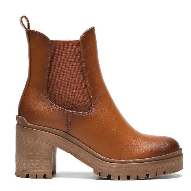 Chelsea boots met hak Camel
