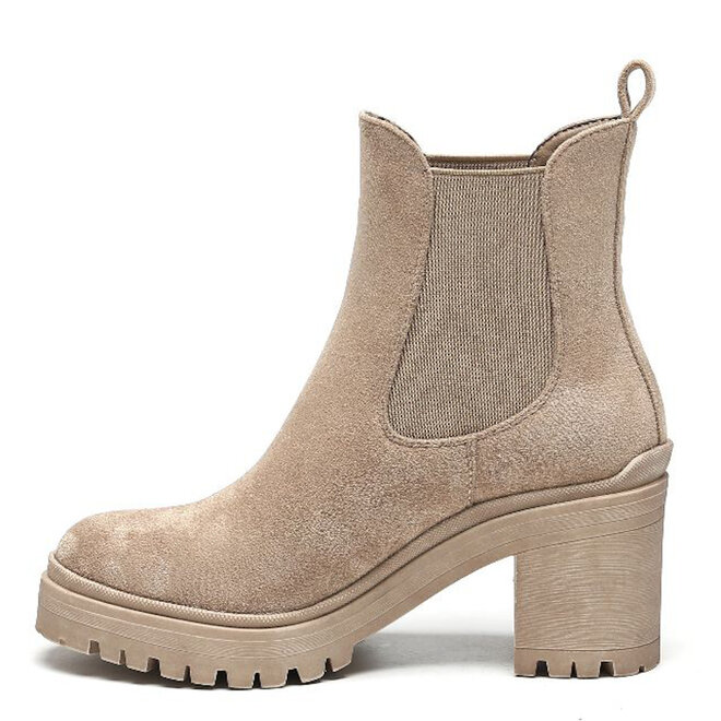 Chelsea boots met hak Khaki Suedine