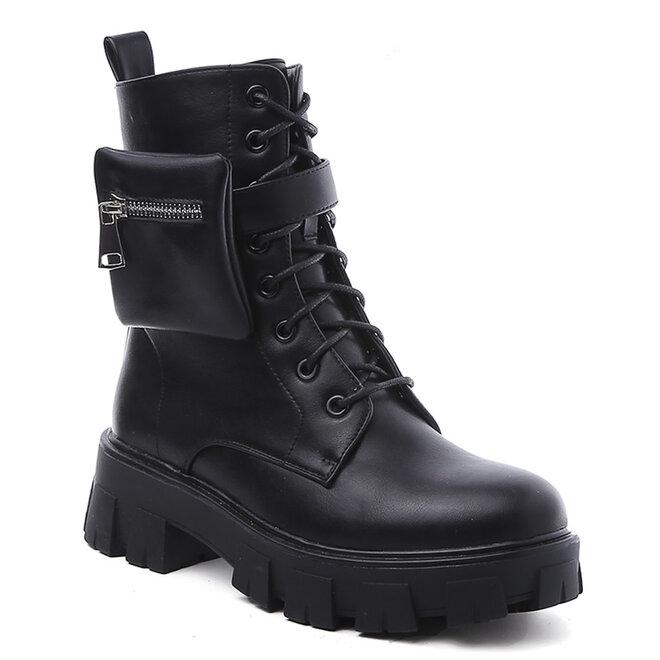 Veterboots Zwart Tasje