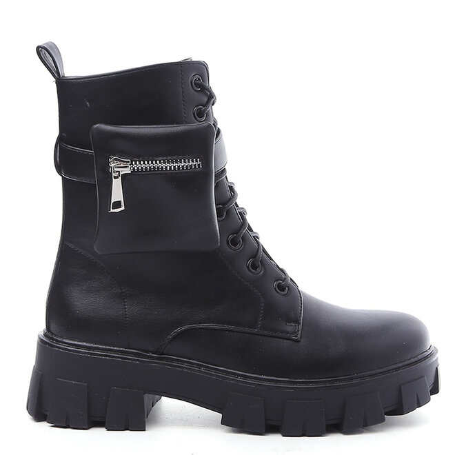 Veterboots Zwart Tasje