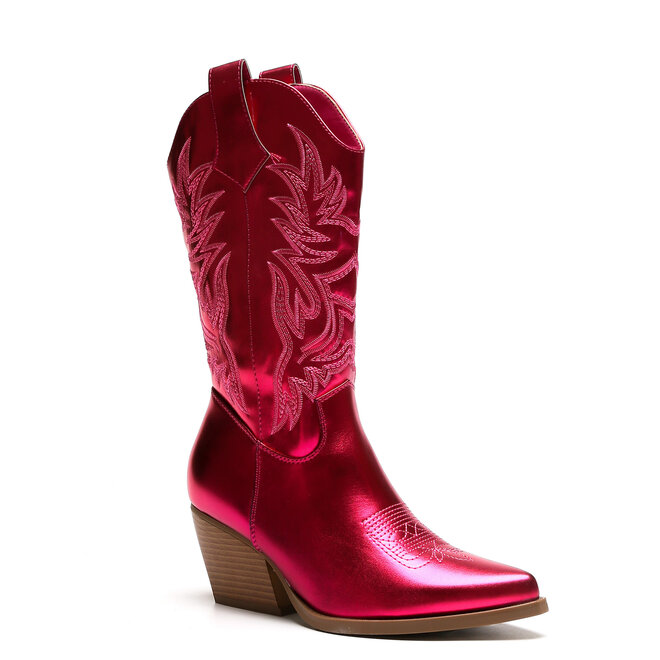 Cowboylaarzen Fuchsia Metallic Stiksels