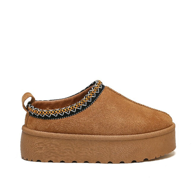 Instap Pantoffel Camel Suedine Zig Zag