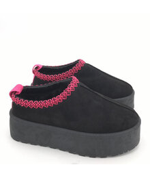 Instap Pantoffel Zwart Suedine Fuchsia Zig Zag