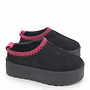 Pantoffel Schwarz Suedine Fuchsia Zig Zag