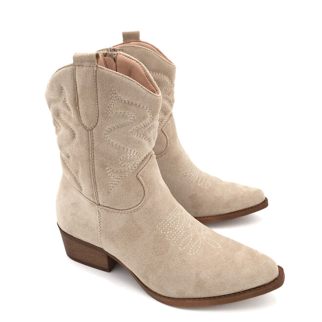 Korte Cowboylaarzen Beige Suedine