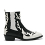 Cowboystiefel Schwarz Kurz Flamme Weiß