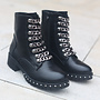 Biker Boots Schwarz Kette Grau