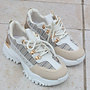 Turnschuhe Beige Dad Look Canvas