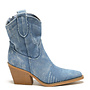 Kurze Cowboystiefel Jeans Blau Beschädigt
