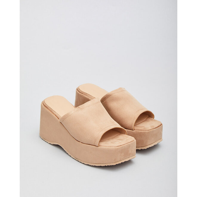 Slip-on Wedge Sandalen Beige Suedine