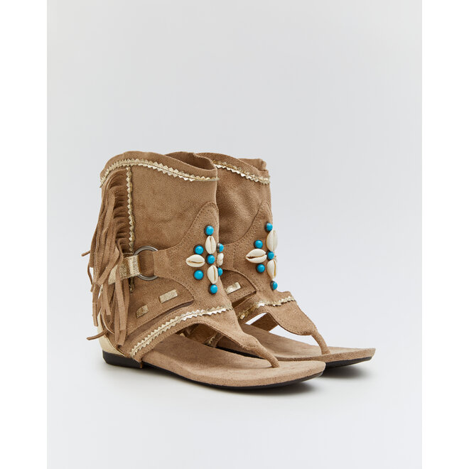 Ibiza Sandalen Beige Suedine Franjes