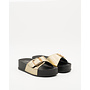 Pantoffeln Gold Plateau Schnalle