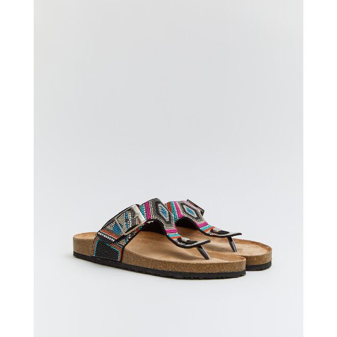 Sandalen Zwart Gesp Bohemian Kraaltjes