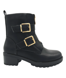 Biker boots Zwart Gouden Gespen