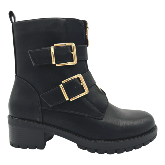 Biker boots Zwart Gouden Gespen