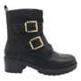 Biker Boots Schwarz Gold Schnallen
