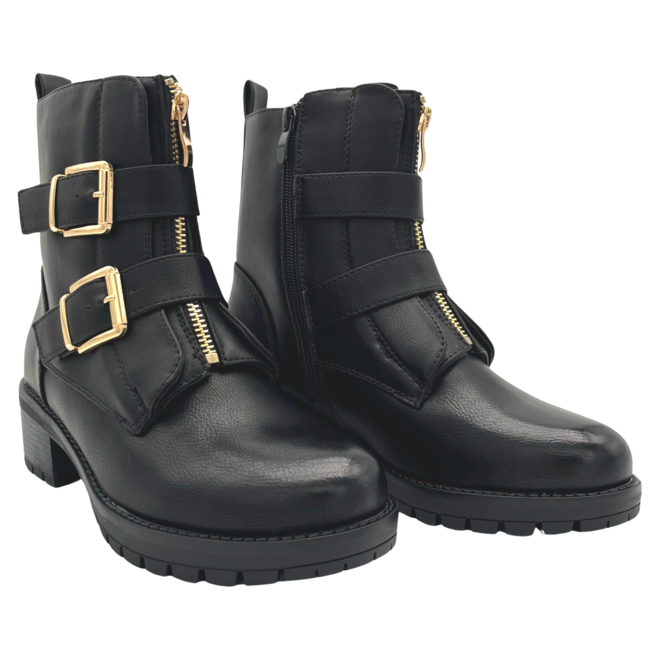 Biker boots Zwart Gouden Gespen