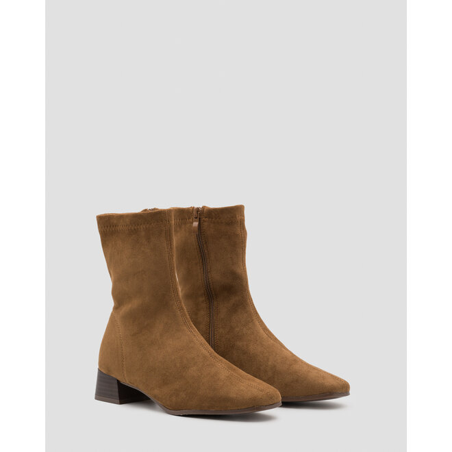 Sock Laarsjes Camel Suedine Blokhak