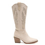 Cowboy Stiefel Beige Suedine Strass Hoch
