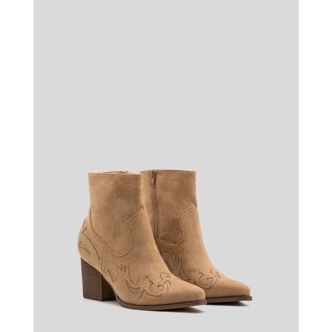 Cowboylaarzen Khaki Suedine kort Flame