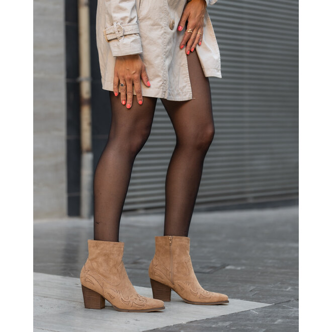 Cowboylaarzen Khaki Suedine kort Flame