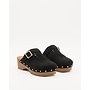 Clogs Schwarz Schnalle Borte