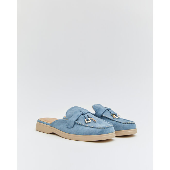 Slipper Blau Suedine Charms
