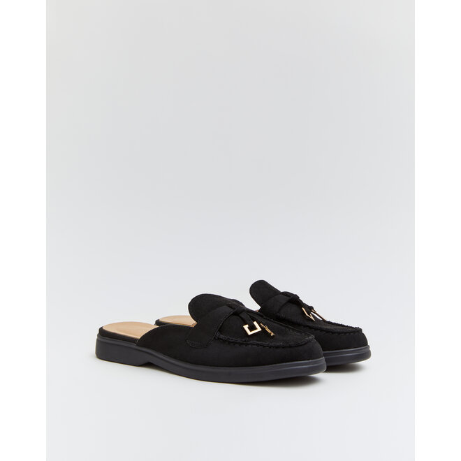 Instap Loafers Zwart Suedine Bedeltjes
