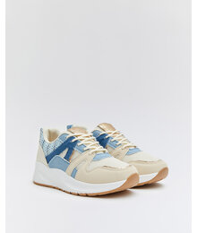 Sneakers Beige Sporty Jeans Blauw