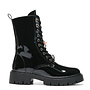 Veteranenstiefel Schwarzer Lack Broschen