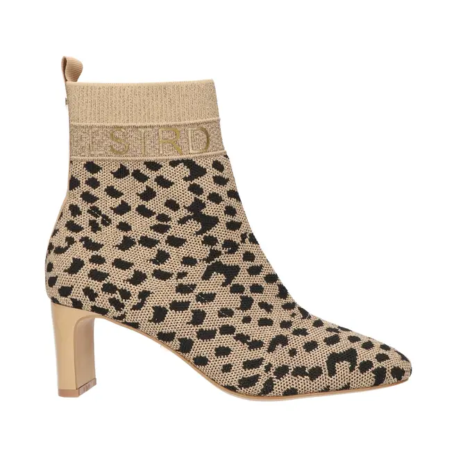 Enkellaarsjes Beige Glitter Leopard