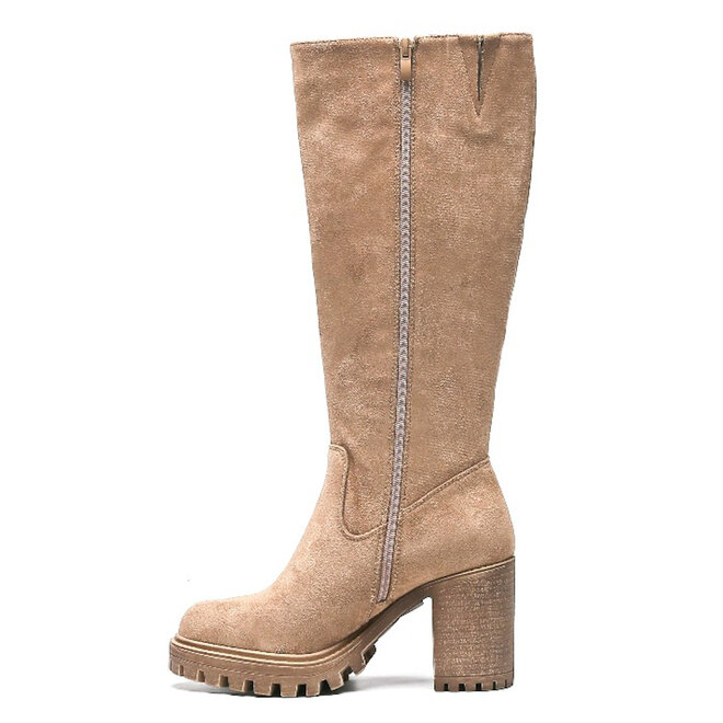 Stiefel Khaki Blockabsatz hoch