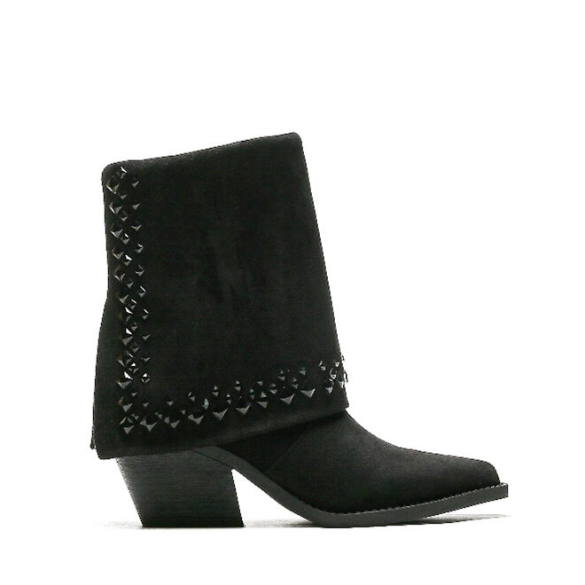 Cowboystiefel schwarze Wildleder-Nieten mit Klappe