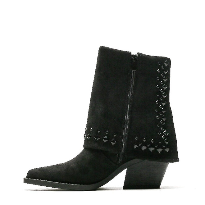 Cowboystiefel schwarze Wildleder-Nieten mit Klappe