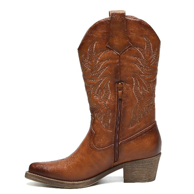 Cowboylaarzen Camel PU Stiksels