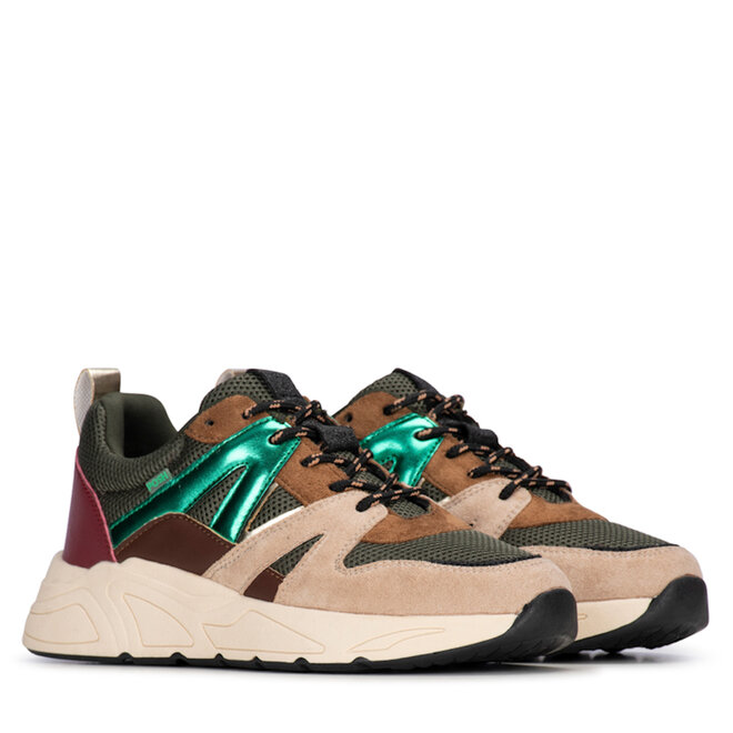 Sneakers Groen Carocel Beige Combi
