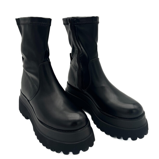Stretch Boots Zwart Plateau