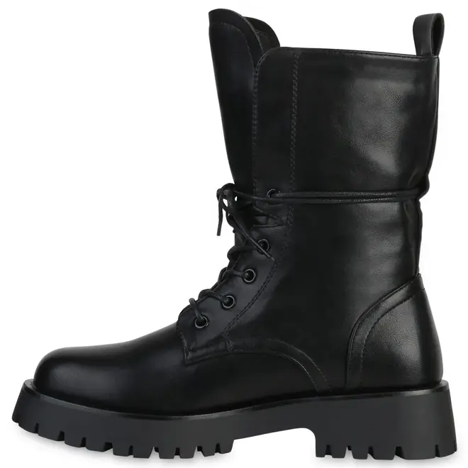 Veterboots Leatherlook Zwart