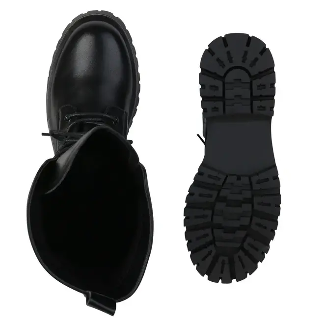 Veterboots Leatherlook Zwart