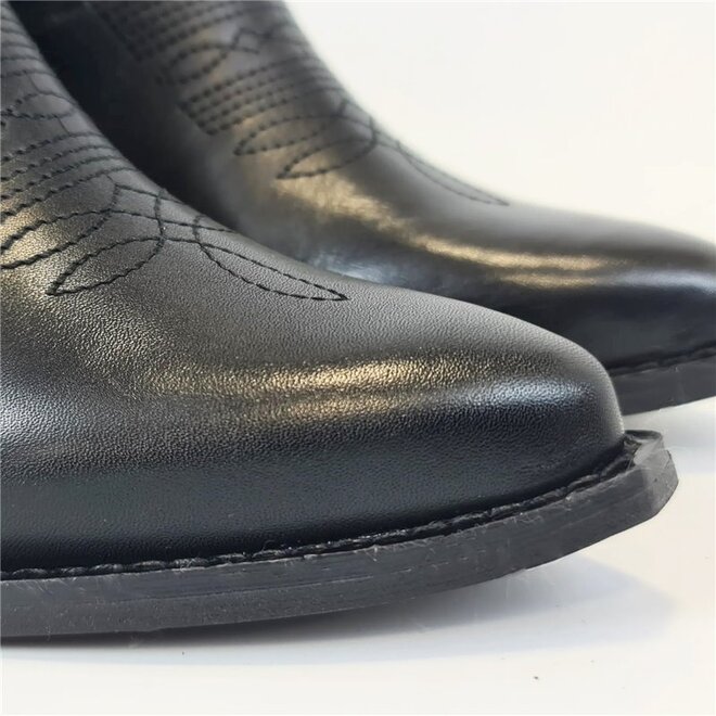 Korte Cowboylaarzen Zwart Leer