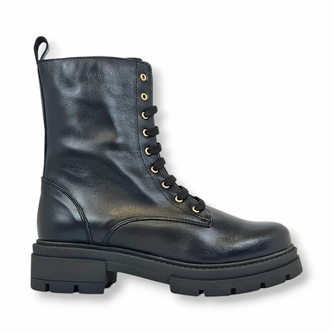 Veterboots Zwart Leer Combat